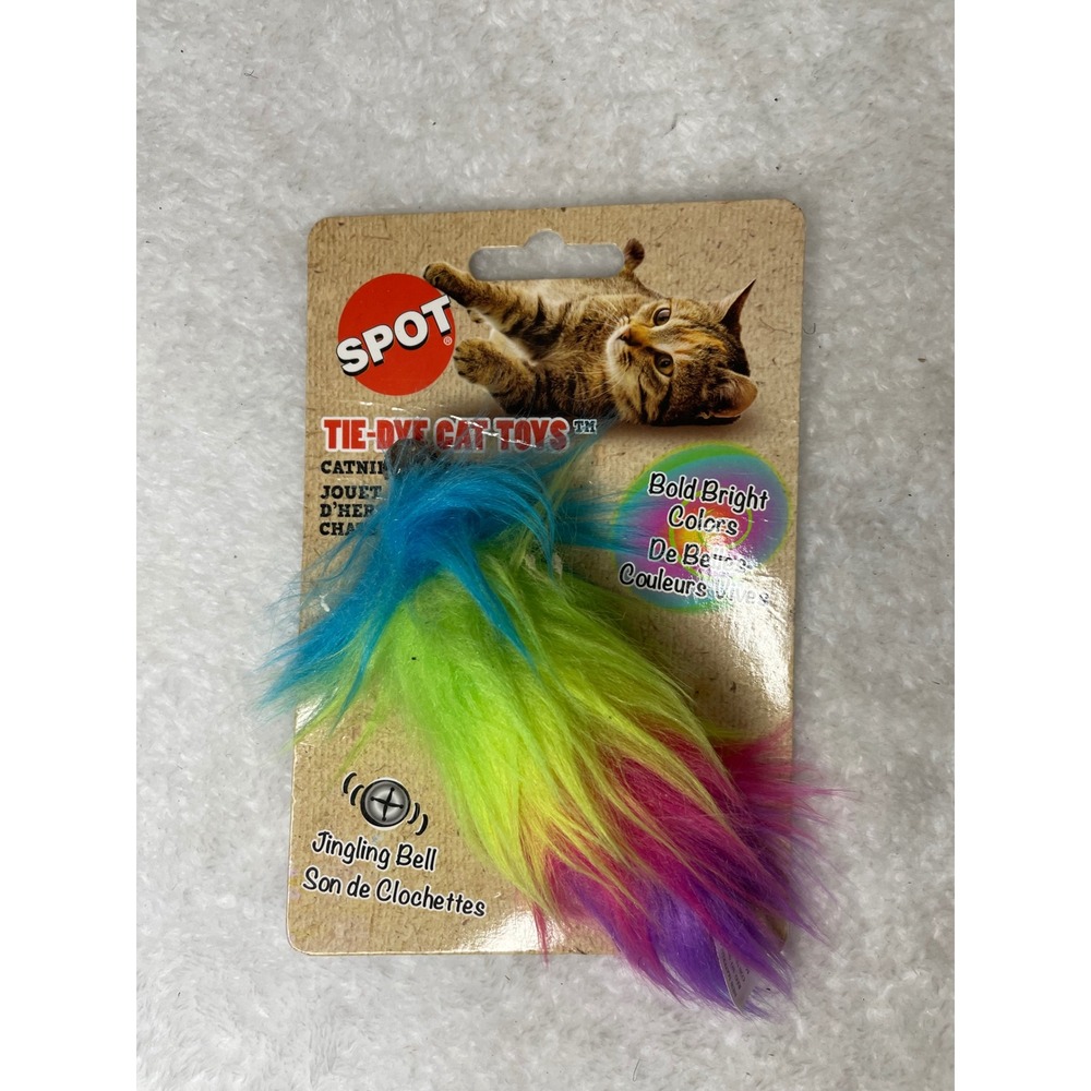 Spot Tie-Dye Cat Toy Multicolor Faux Fur Jingling Bell Ethical Products 52043